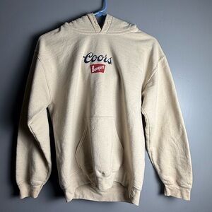 Brew City Coors Banquet Anheuser-Busch Tan Graphic Hoodie Unisex Sz S